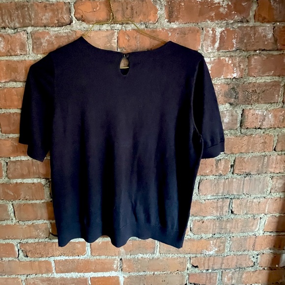 Talbots Petites navy short sleeve sweater tee- Large Petite - Picture 2 of 8